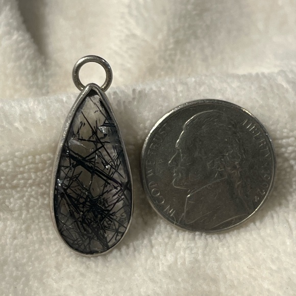 Jewelry - Sterling Silver Teardrop Shaped Tourmalated Quartz Pendant